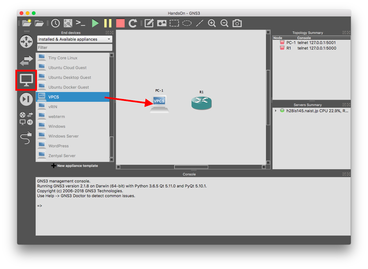 Put VPCS nodes