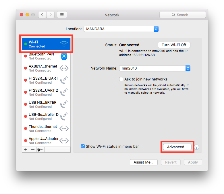 Wi-Fi setting